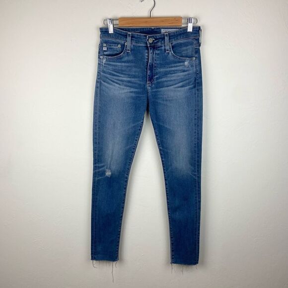 AG ‘The Farrah’ High-Rise Skinny Ankle Frayed Hem Jeans - Picture 2 of 8
